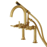 Concord Three-Handle 2-Hole Deck-Mount Clawfoot Tub Faucet with Hand Shower