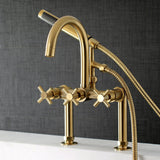 Concord Three-Handle 2-Hole Deck-Mount Clawfoot Tub Faucet with Hand Shower