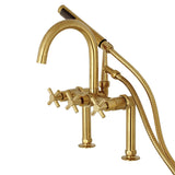 Concord Three-Handle 2-Hole Deck Mount Clawfoot Tub Faucet with Hand Shower