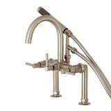 Concord Three-Handle 2-Hole Deck Mount Clawfoot Tub Faucet with Hand Shower