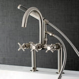 Concord Three-Handle 2-Hole Deck Mount Clawfoot Tub Faucet with Hand Shower