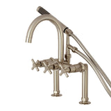 Concord Three-Handle 2-Hole Deck Mount Clawfoot Tub Faucet with Hand Shower