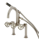 Belknap Three-Handle 2-Hole Deck Mount Clawfoot Tub Faucet with Hand Shower