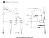 Concord Three-Handle 2-Hole Deck Mount Clawfoot Tub Faucet with Hand Shower