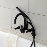 Kaiser Three-Handle 2-Hole Tub Wall Mount Clawfoot Tub Faucet with Hand Shower