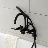 Kaiser Three-Handle 2-Hole Tub Wall Mount Clawfoot Tub Faucet with Hand Shower