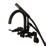 Concord Three-Handle 2-Hole Tub Wall Mount Clawfoot Tub Faucet with Hand Shower