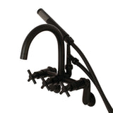 Concord Three-Handle 2-Hole Tub Wall Mount Clawfoot Tub Faucet with Hand Shower