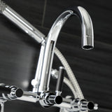 Kaiser Three-Handle 2-Hole Tub Wall Mount Clawfoot Tub Faucet with Hand Shower