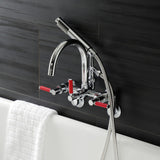 Kaiser Three-Handle 2-Hole Tub Wall Mount Clawfoot Tub Faucet with Hand Shower