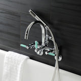 Kaiser Three-Handle 2-Hole Tub Wall Mount Clawfoot Tub Faucet with Hand Shower