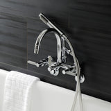 Kaiser Three-Handle 2-Hole Tub Wall Mount Clawfoot Tub Faucet with Hand Shower