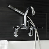 Kaiser Three-Handle 2-Hole Tub Wall Mount Clawfoot Tub Faucet with Hand Shower