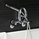 Kaiser Three-Handle 2-Hole Tub Wall Mount Clawfoot Tub Faucet with Hand Shower