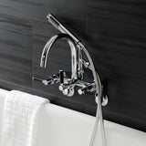 Kaiser Three-Handle 2-Hole Tub Wall Mount Clawfoot Tub Faucet with Hand Shower