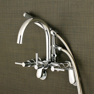 Concord Three-Handle 2-Hole Tub Wall Mount Clawfoot Tub Faucet with Hand Shower