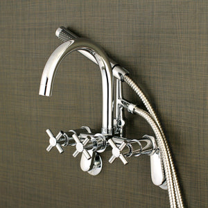 Concord Three-Handle 2-Hole Tub Wall Mount Clawfoot Tub Faucet with Hand Shower