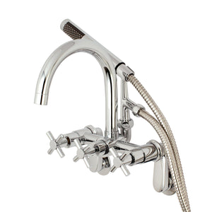 Concord Three-Handle 2-Hole Tub Wall Mount Clawfoot Tub Faucet with Hand Shower