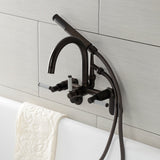 Kaiser Three-Handle 2-Hole Tub Wall Mount Clawfoot Tub Faucet with Hand Shower