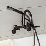 Kaiser Three-Handle 2-Hole Tub Wall Mount Clawfoot Tub Faucet with Hand Shower