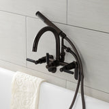 Kaiser Three-Handle 2-Hole Tub Wall Mount Clawfoot Tub Faucet with Hand Shower