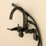 Concord Three-Handle 2-Hole Tub Wall Mount Clawfoot Tub Faucet with Hand Shower