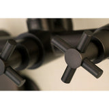 Concord Three-Handle 2-Hole Tub Wall Mount Clawfoot Tub Faucet with Hand Shower