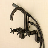 Concord Three-Handle 2-Hole Tub Wall Mount Clawfoot Tub Faucet with Hand Shower