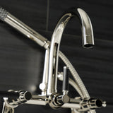 Kaiser Three-Handle 2-Hole Tub Wall Mount Clawfoot Tub Faucet with Hand Shower