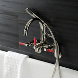 Kaiser Three-Handle 2-Hole Tub Wall Mount Clawfoot Tub Faucet with Hand Shower