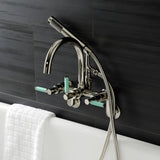 Kaiser Three-Handle 2-Hole Tub Wall Mount Clawfoot Tub Faucet with Hand Shower