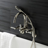 Kaiser Three-Handle 2-Hole Tub Wall Mount Clawfoot Tub Faucet with Hand Shower