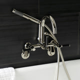 Kaiser Three-Handle 2-Hole Tub Wall Mount Clawfoot Tub Faucet with Hand Shower