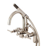 Concord Three-Handle 2-Hole Tub Wall Mount Clawfoot Tub Faucet with Hand Shower