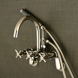 Concord Three-Handle 2-Hole Tub Wall Mount Clawfoot Tub Faucet with Hand Shower