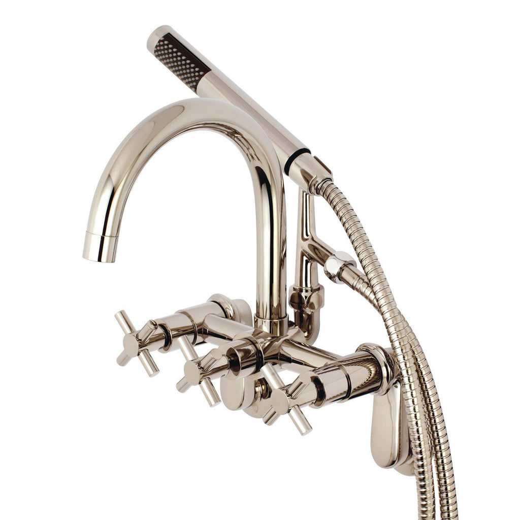 Concord Three-Handle 2-Hole Tub Wall Mount Clawfoot Tub Faucet with Hand Shower