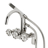 Belknap Three-Handle 2-Hole Tub Wall Mount Clawfoot Tub Faucet with Hand Shower