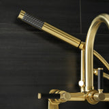 Kaiser Three-Handle 2-Hole Tub Wall Mount Clawfoot Tub Faucet with Hand Shower