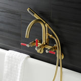 Kaiser Three-Handle 2-Hole Tub Wall Mount Clawfoot Tub Faucet with Hand Shower