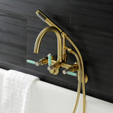 Kaiser Three-Handle 2-Hole Tub Wall Mount Clawfoot Tub Faucet with Hand Shower