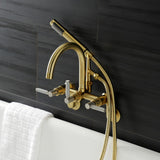 Kaiser Three-Handle 2-Hole Tub Wall Mount Clawfoot Tub Faucet with Hand Shower