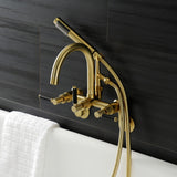 Kaiser Three-Handle 2-Hole Tub Wall Mount Clawfoot Tub Faucet with Hand Shower