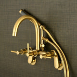 Concord Three-Handle 2-Hole Tub Wall Mount Clawfoot Tub Faucet with Hand Shower