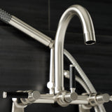 Kaiser Three-Handle 2-Hole Tub Wall Mount Clawfoot Tub Faucet with Hand Shower