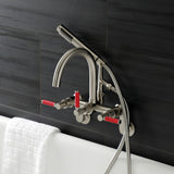 Kaiser Three-Handle 2-Hole Tub Wall Mount Clawfoot Tub Faucet with Hand Shower