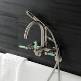 Kaiser Three-Handle 2-Hole Tub Wall Mount Clawfoot Tub Faucet with Hand Shower