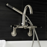 Kaiser Three-Handle 2-Hole Tub Wall Mount Clawfoot Tub Faucet with Hand Shower