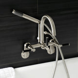 Kaiser Three-Handle 2-Hole Tub Wall Mount Clawfoot Tub Faucet with Hand Shower