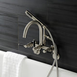 Kaiser Three-Handle 2-Hole Tub Wall Mount Clawfoot Tub Faucet with Hand Shower