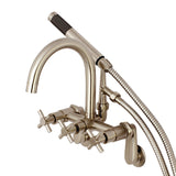 Concord Three-Handle 2-Hole Tub Wall Mount Clawfoot Tub Faucet with Hand Shower